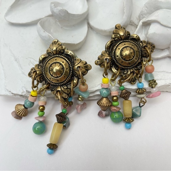 BOHEMIAN Statement Clip On Earrings - Picture 4 of 9